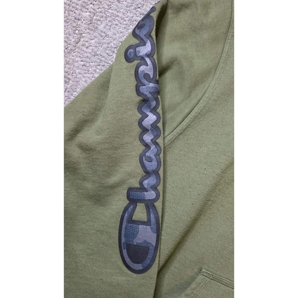 Champion Pullover Hoodie Mens Large Green Camo Fleece Sweatshirt Classic - Picture 2 of 4